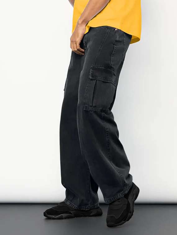 men solid mid rise baggy cargo - 22378581 -  Standard Image - 2