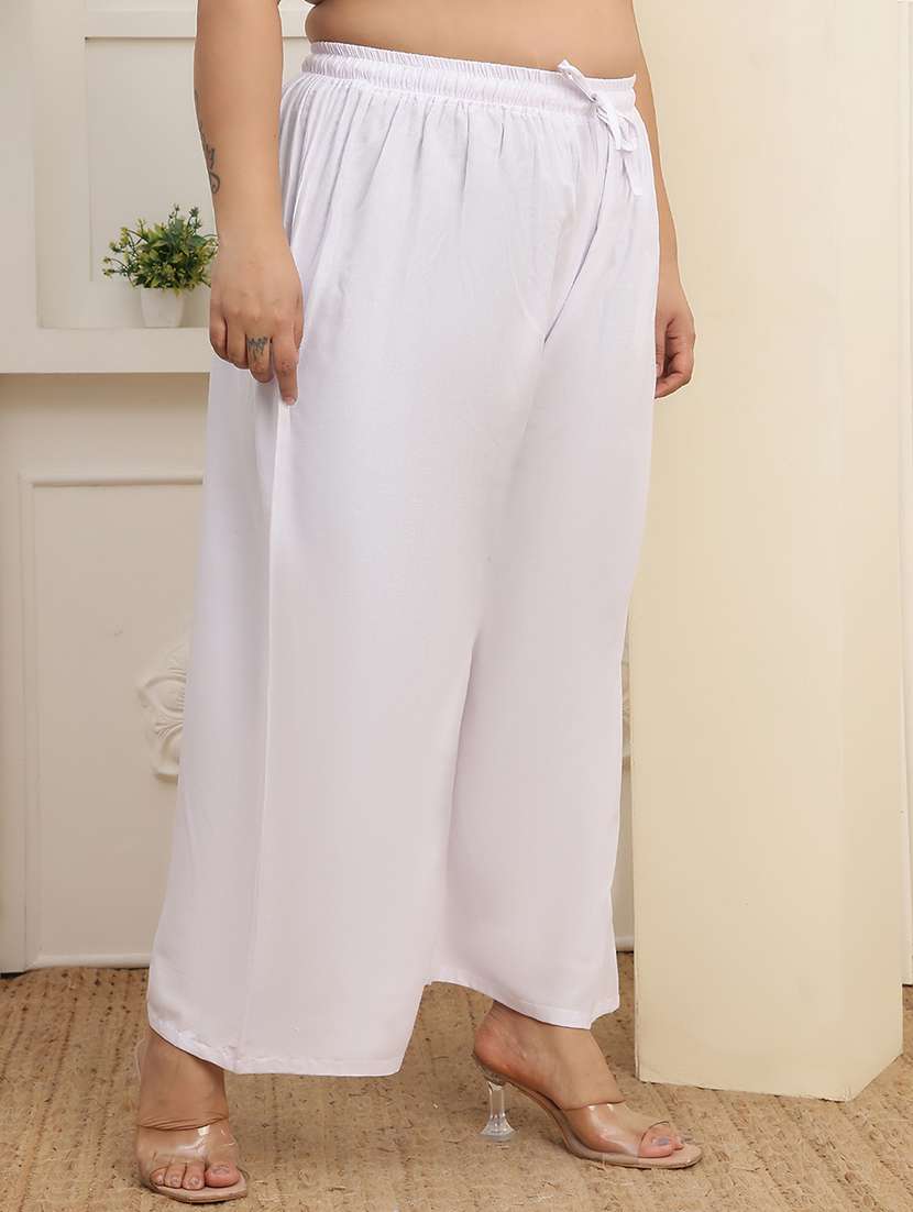 women plus size solid mid rise palazzo - 22378730 -  Standard Image - 2