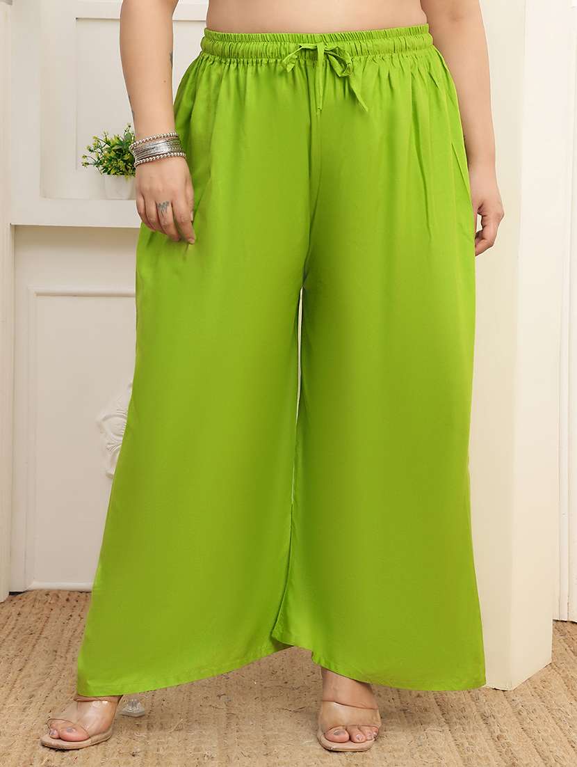 women plus size solid mid rise palazzo