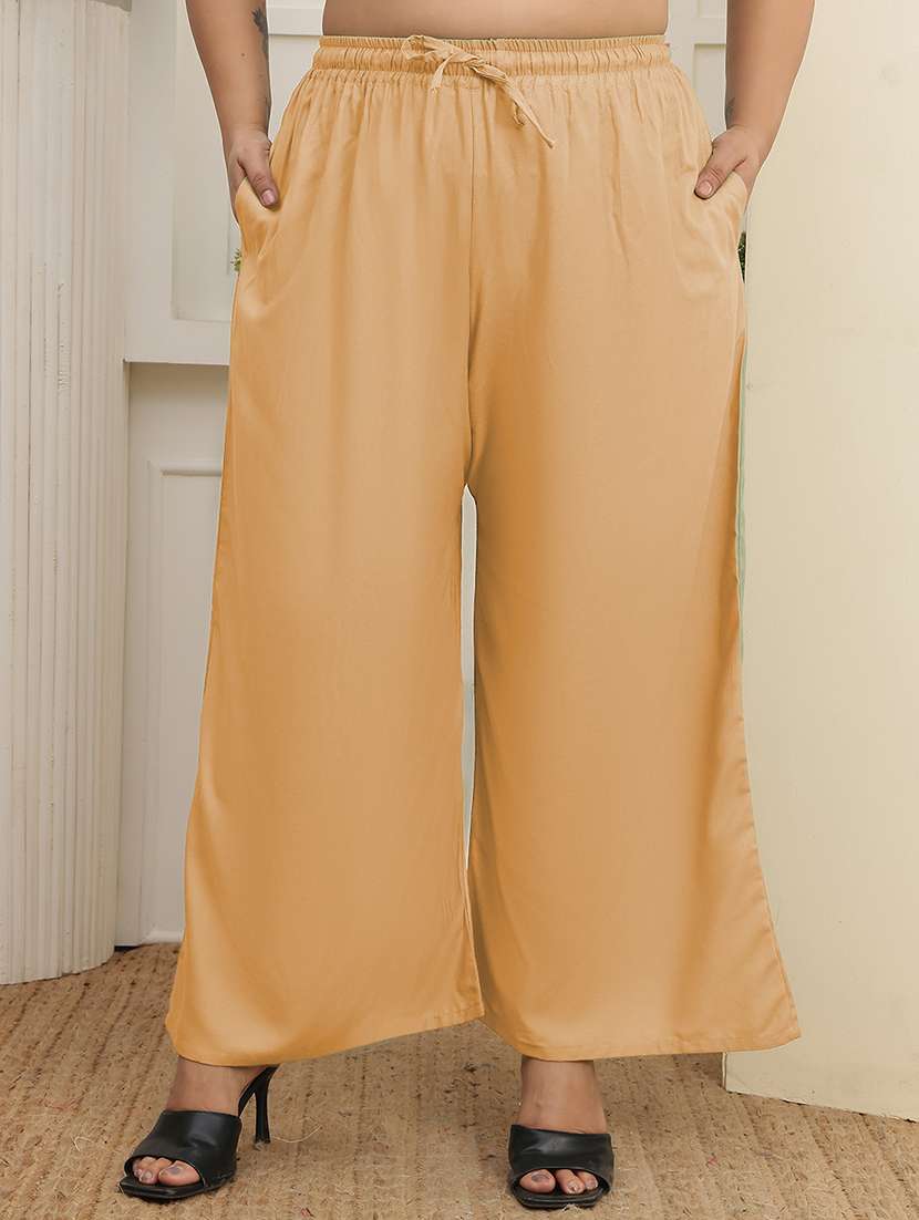 women plus size solid mid rise palazzo