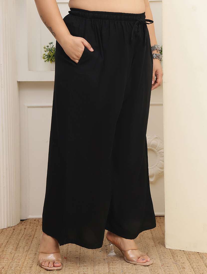 women plus size solid mid rise palazzo - 22378747 -  Standard Image - 2