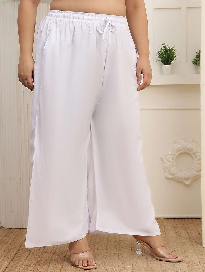 women plus size solid mid rise palazzo - 22378748 -  Standard Image - 2