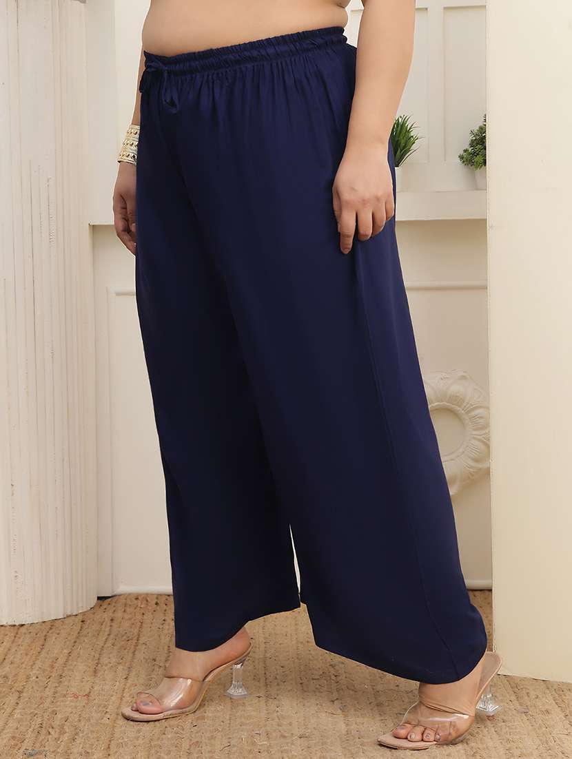 Multi Colored Rayon Palazzos - 22378877 -  Standard Image - 2