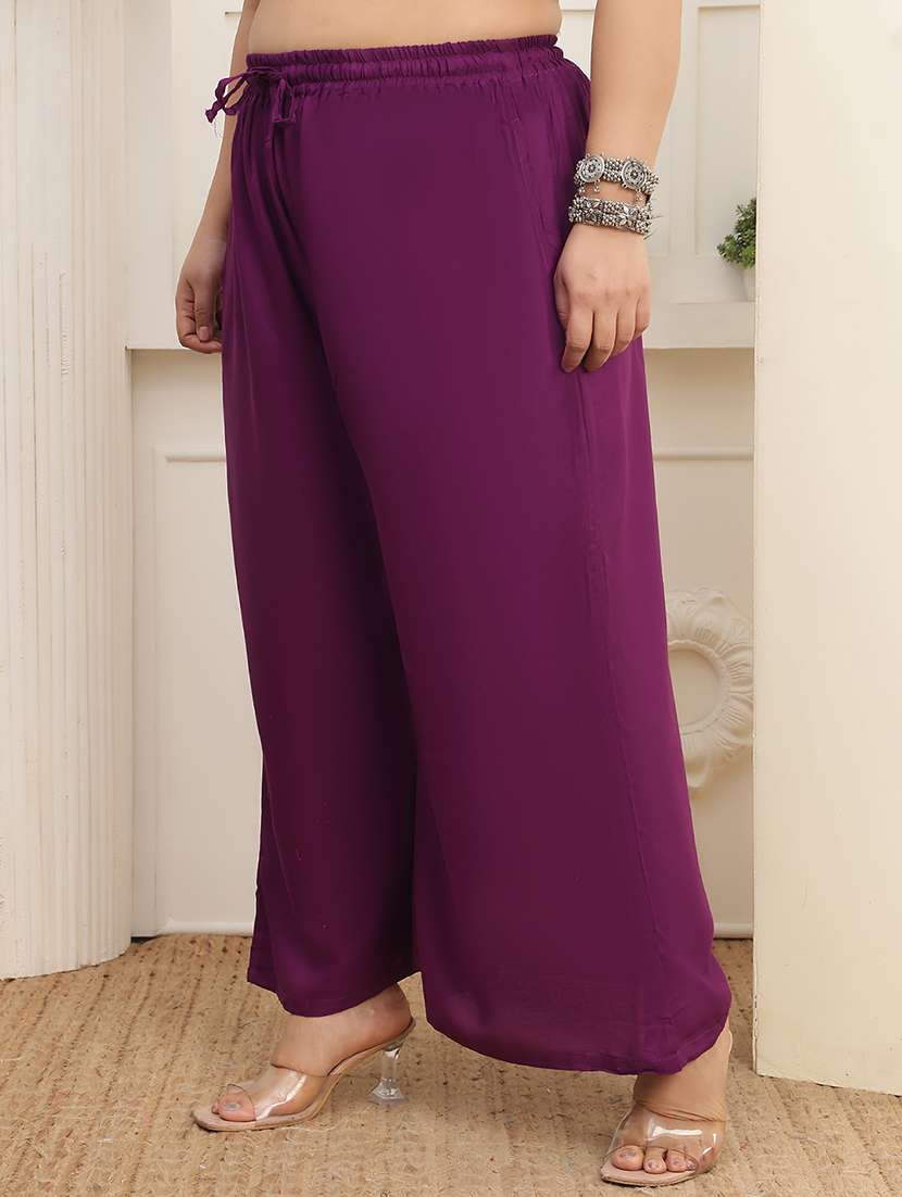 women pack of 2 plus size solid palazzo - 22379042 -  Standard Image - 2