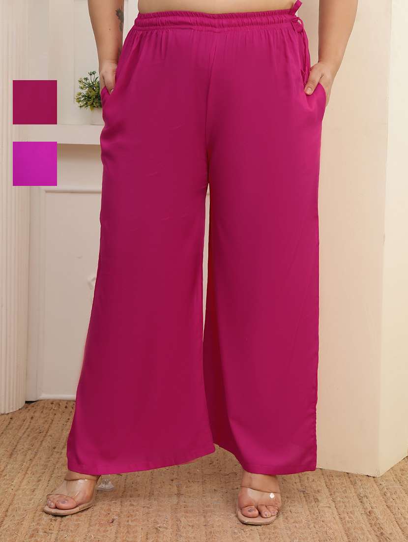 women pack of 2 plus size solid palazzo