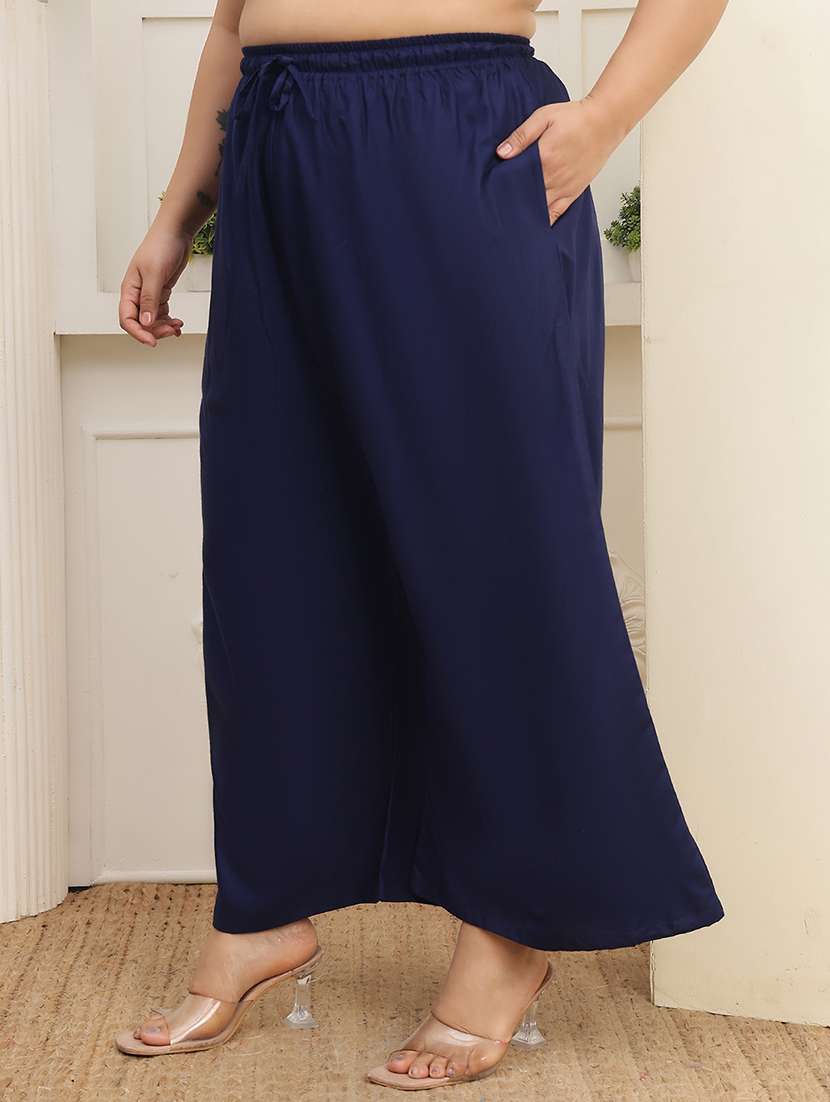 women pack of 2 plus size solid palazzo - 22379049 -  Standard Image - 2