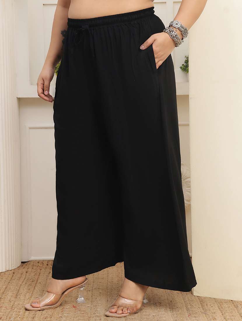 women pack of 2 plus size solid palazzo - 22379063 -  Standard Image - 2