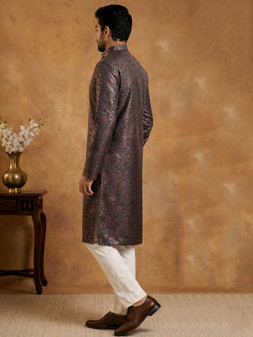men floral mandarin neck kurta pyjama set - 22379232 -  Standard Image - 2