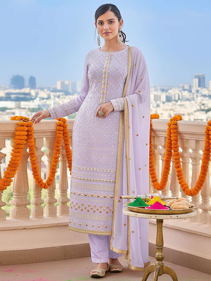 women solid with work semi-stitched suit set - 22379281 -  Standard Image - 2