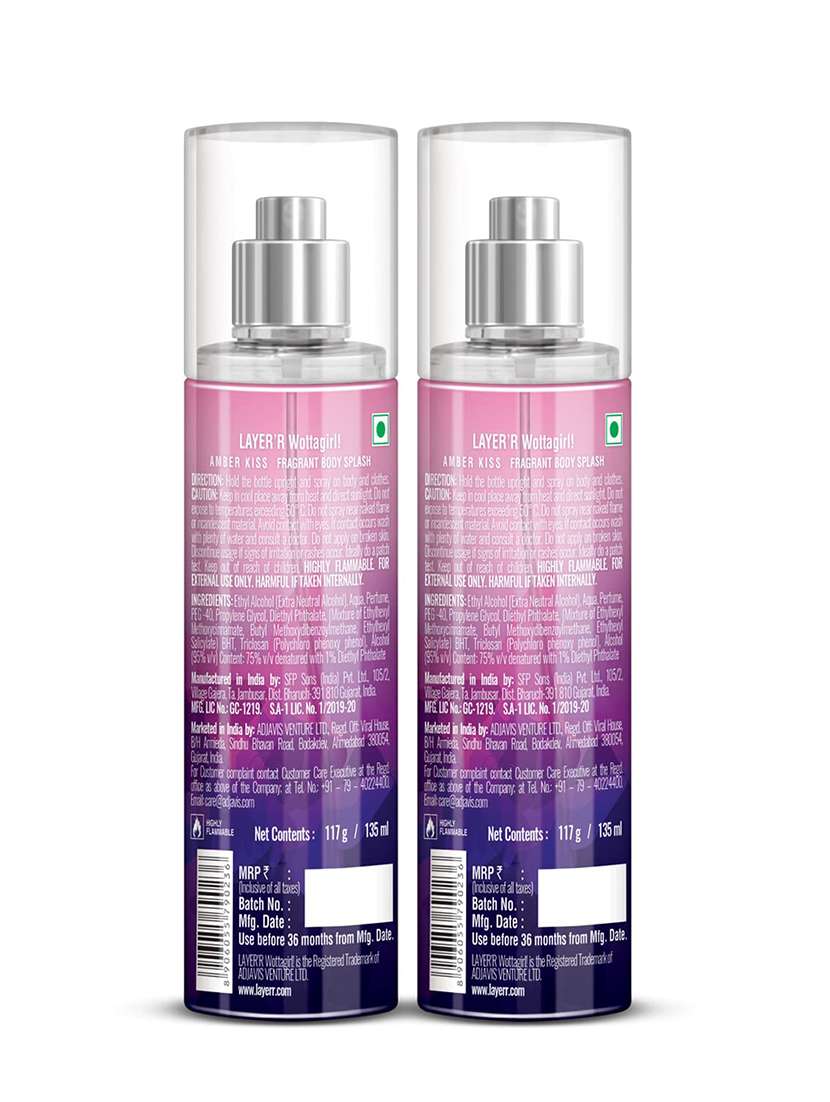 layer'r women wottagirl amber kiss fragrant body splash | long lasting liquid fragrance (135ml) (pack of 2) - 22379335 -  Standard Image - 2