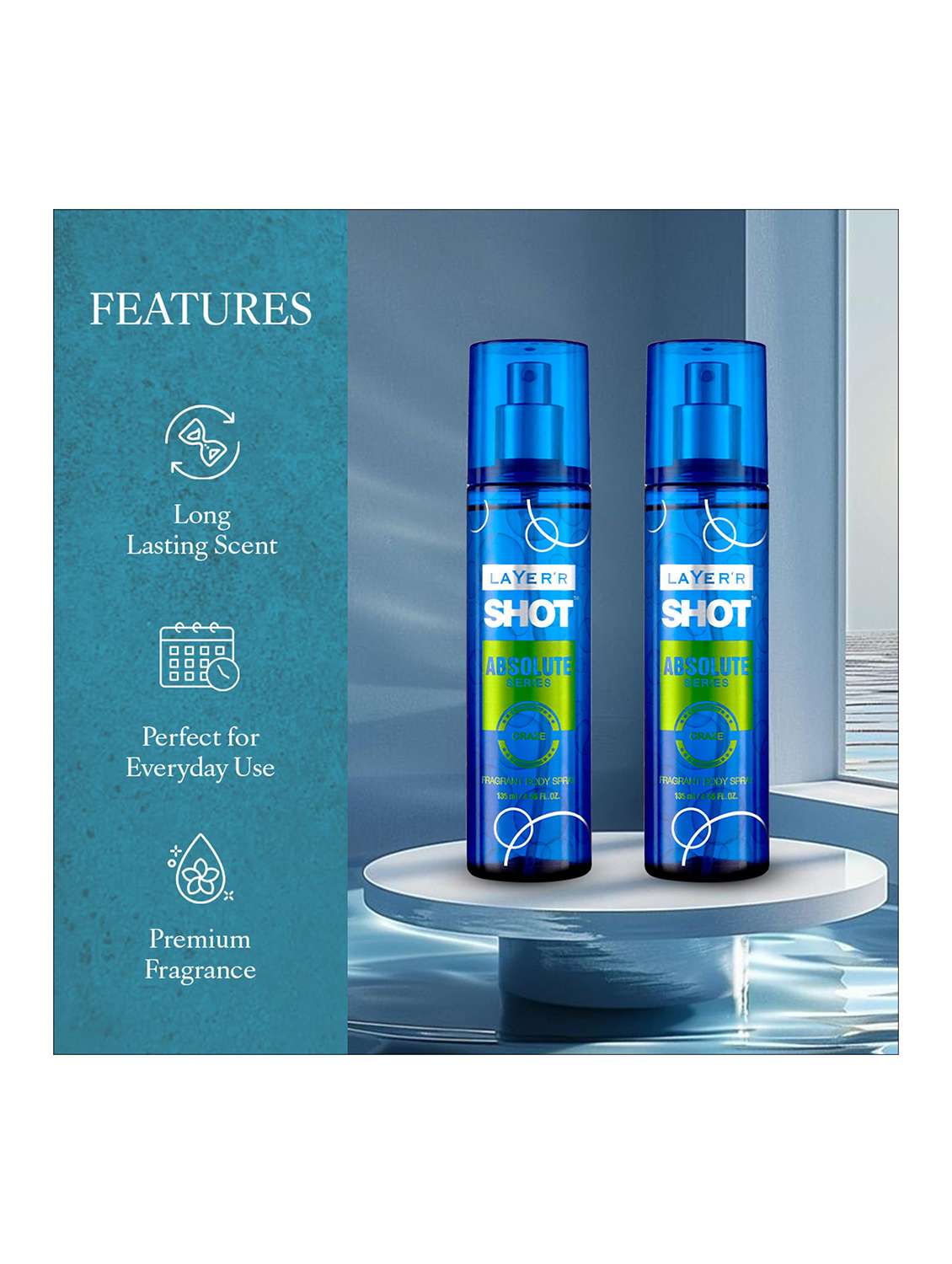 long lasting fragrance body spray  -  for men pack of 2 - 22379389 -  Standard Image - 2