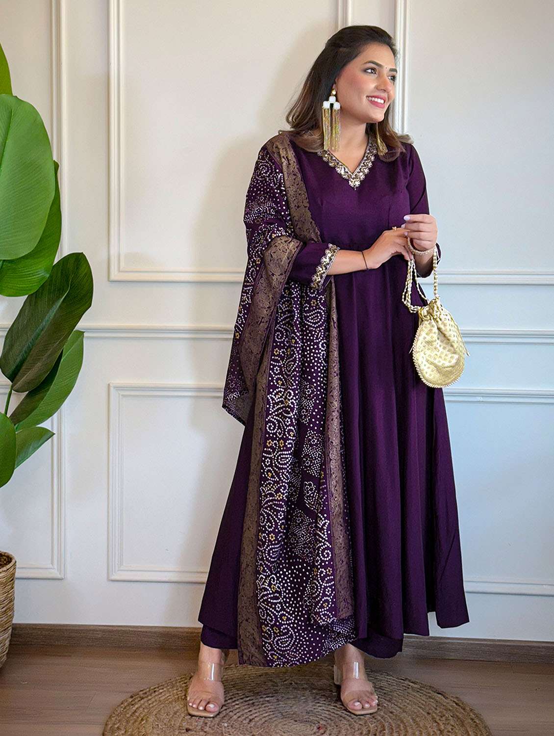 women solid three quarter sleeve kurta pant with dupatta set - 22379523 -  Standard Image - 2