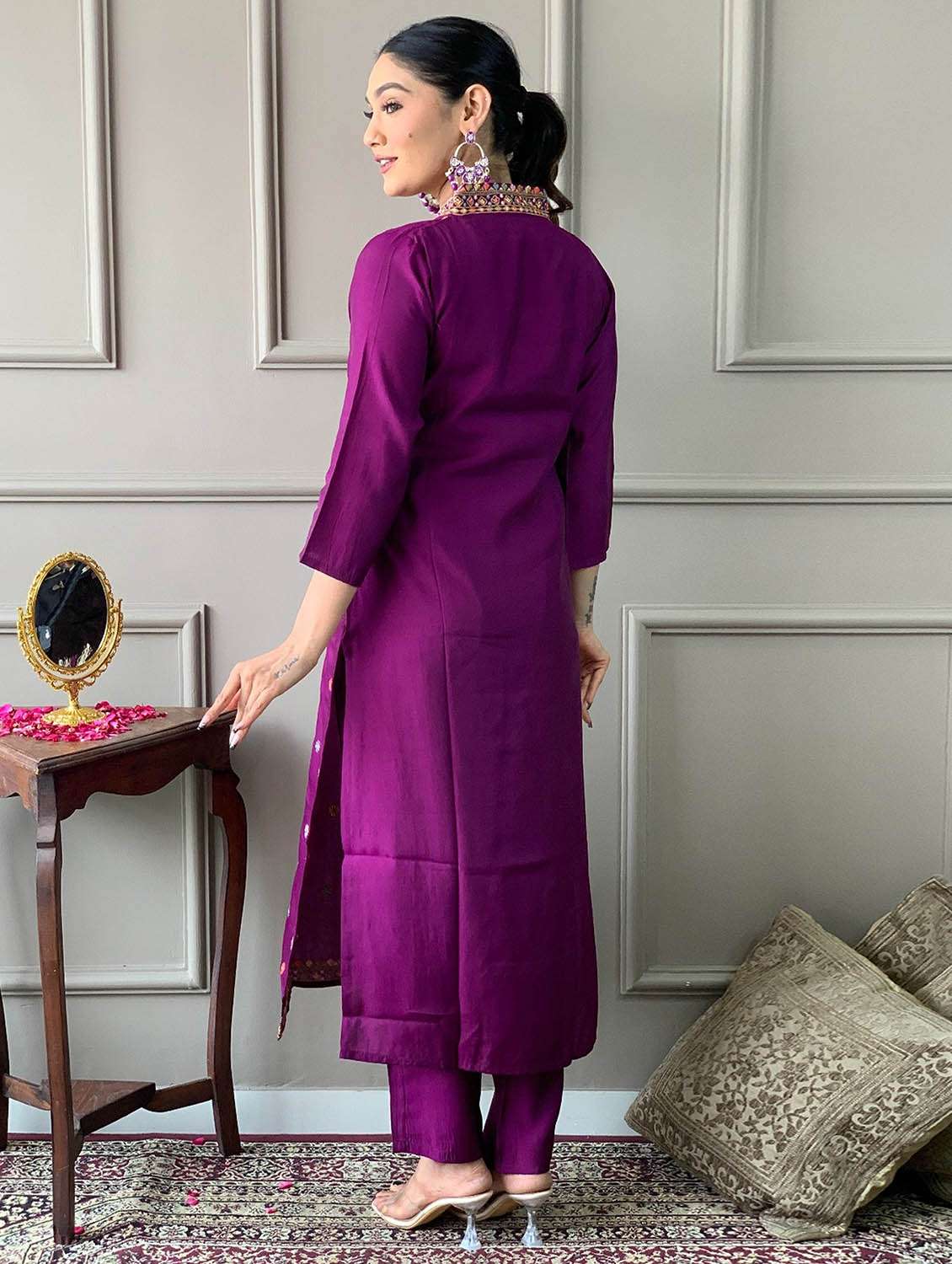 women self design three quarter sleeve kurta pant with dupatta set - 22379556 -  Standard Image - 7