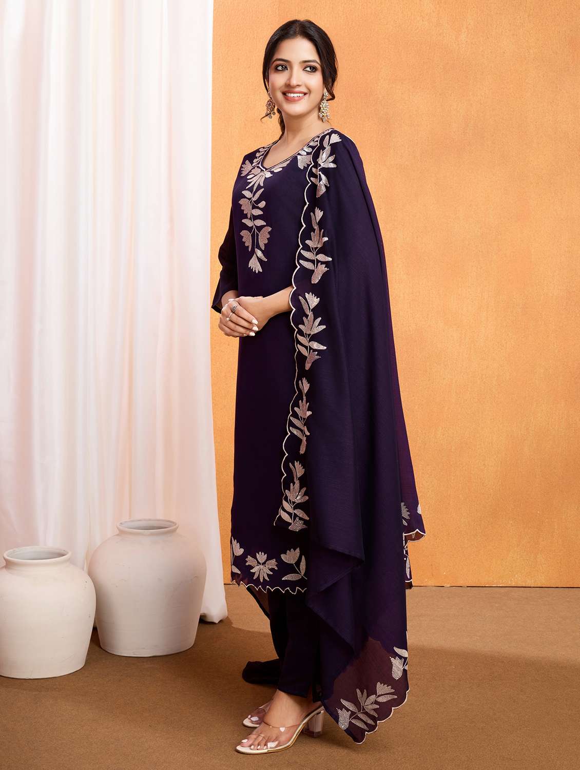 purple viscose kurta dupatta  set - 22379601 -  Standard Image - 2