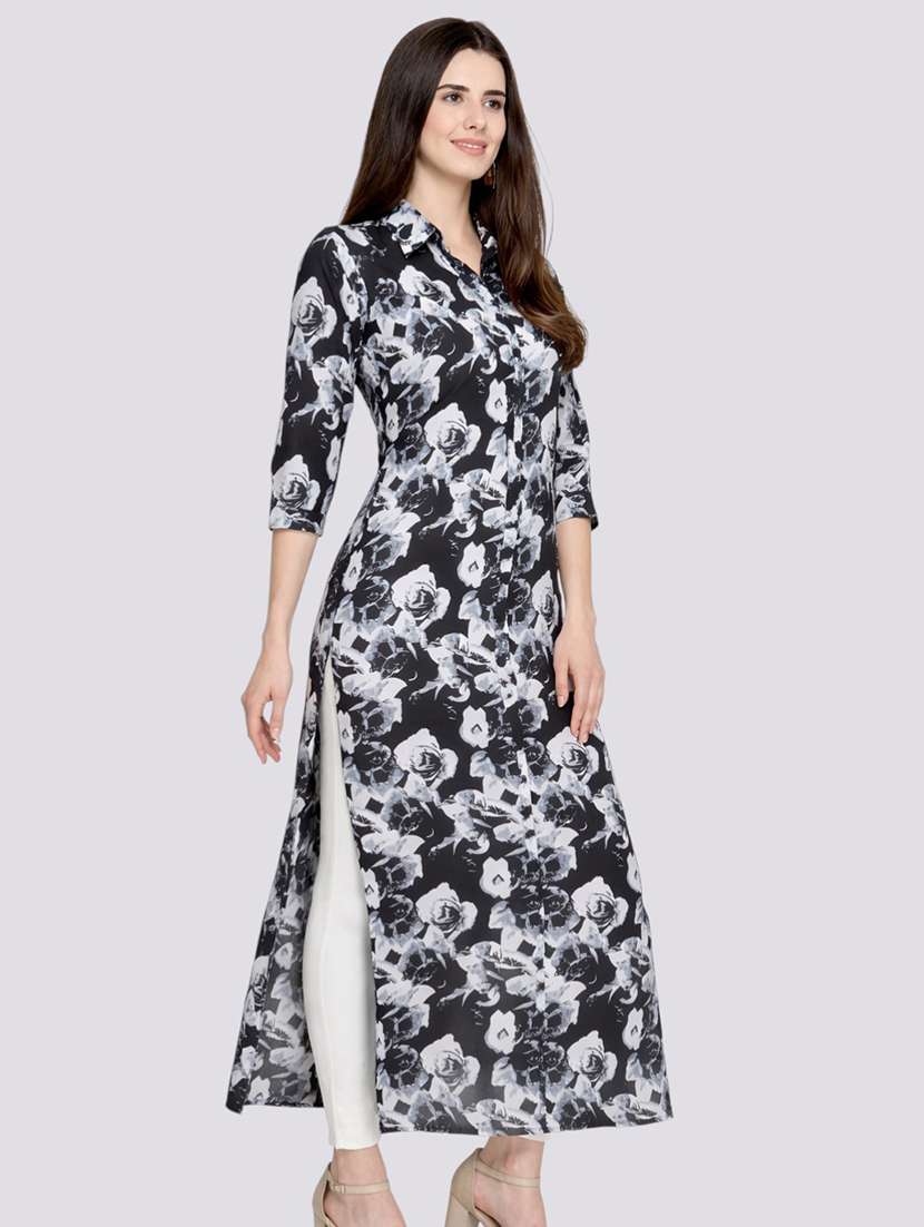 women printed crepe straight kurta - 22379614 -  Standard Image - 2
