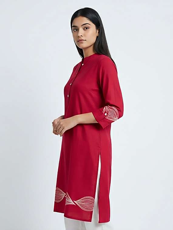 women printed three quarter sleeve kurta - 22379673 -  Standard Image - 2