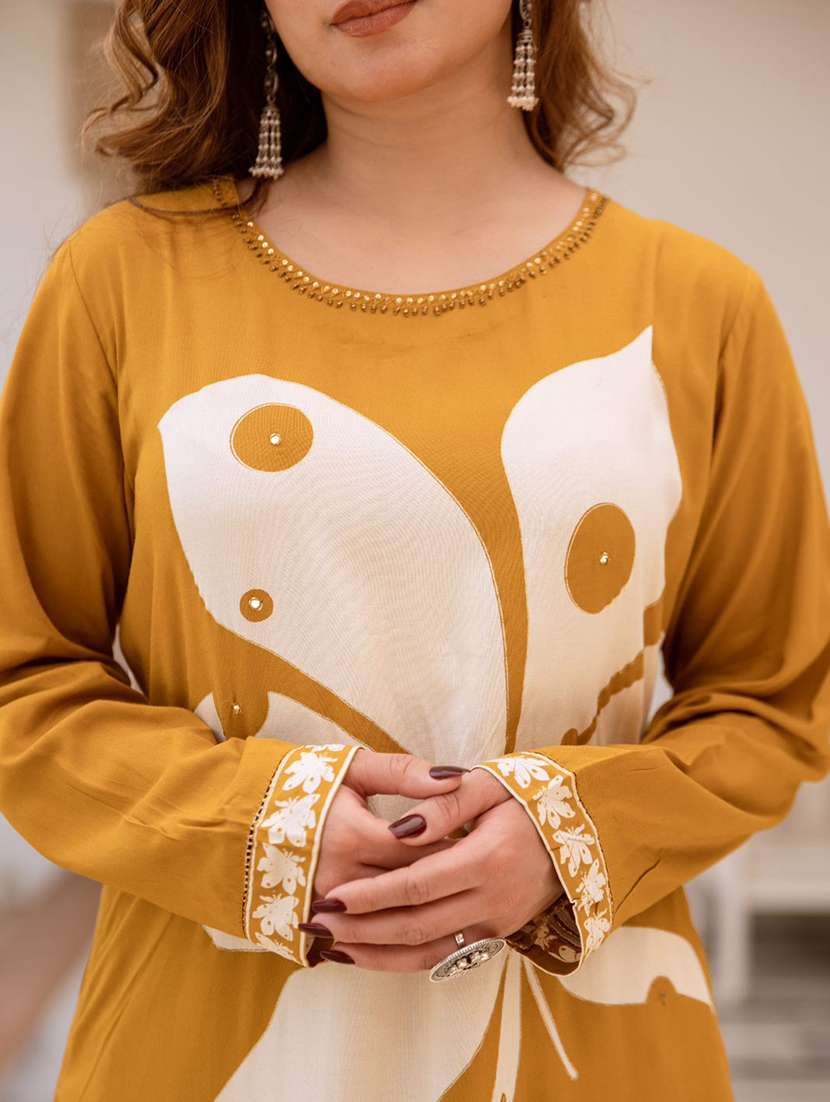 women mustard kurta and palazzo set - 22379766 -  Standard Image - 2
