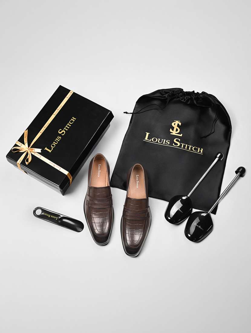 men textured slip on formal shoes - 22379771 -  Standard Image - 2