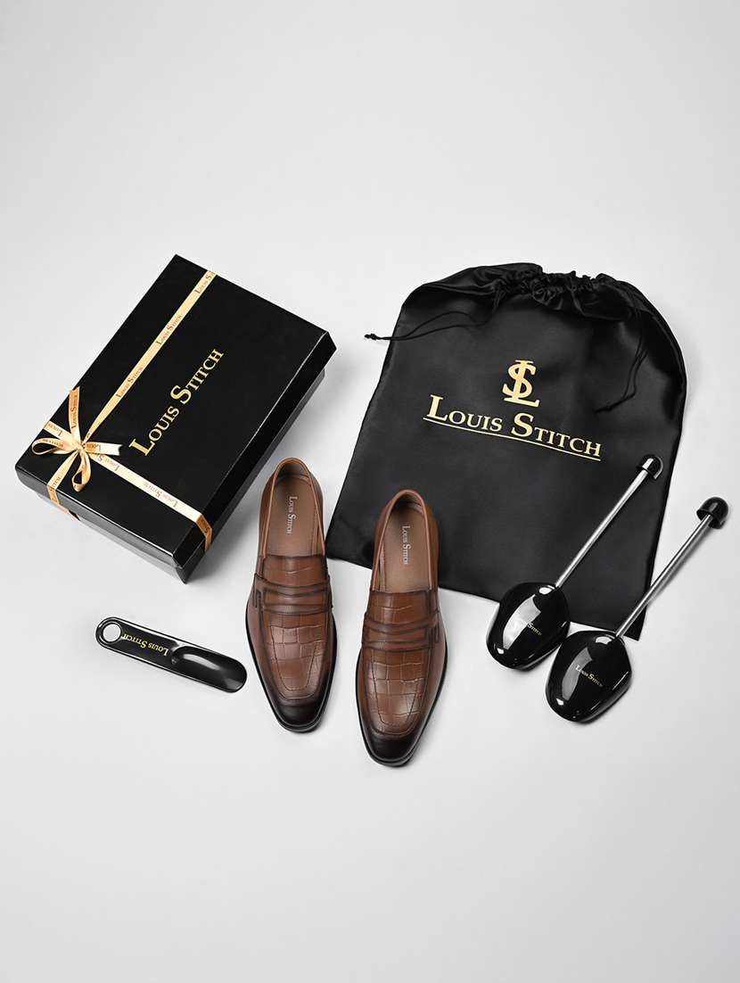 men textured slip on formal shoes - 22379773 -  Standard Image - 2