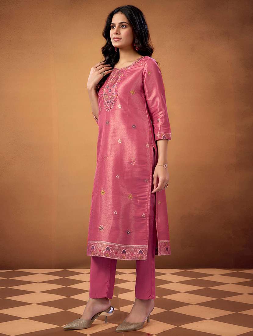 women printed three quarter sleeve kurta pant with dupatta set - 22379785 -  Standard Image - 2