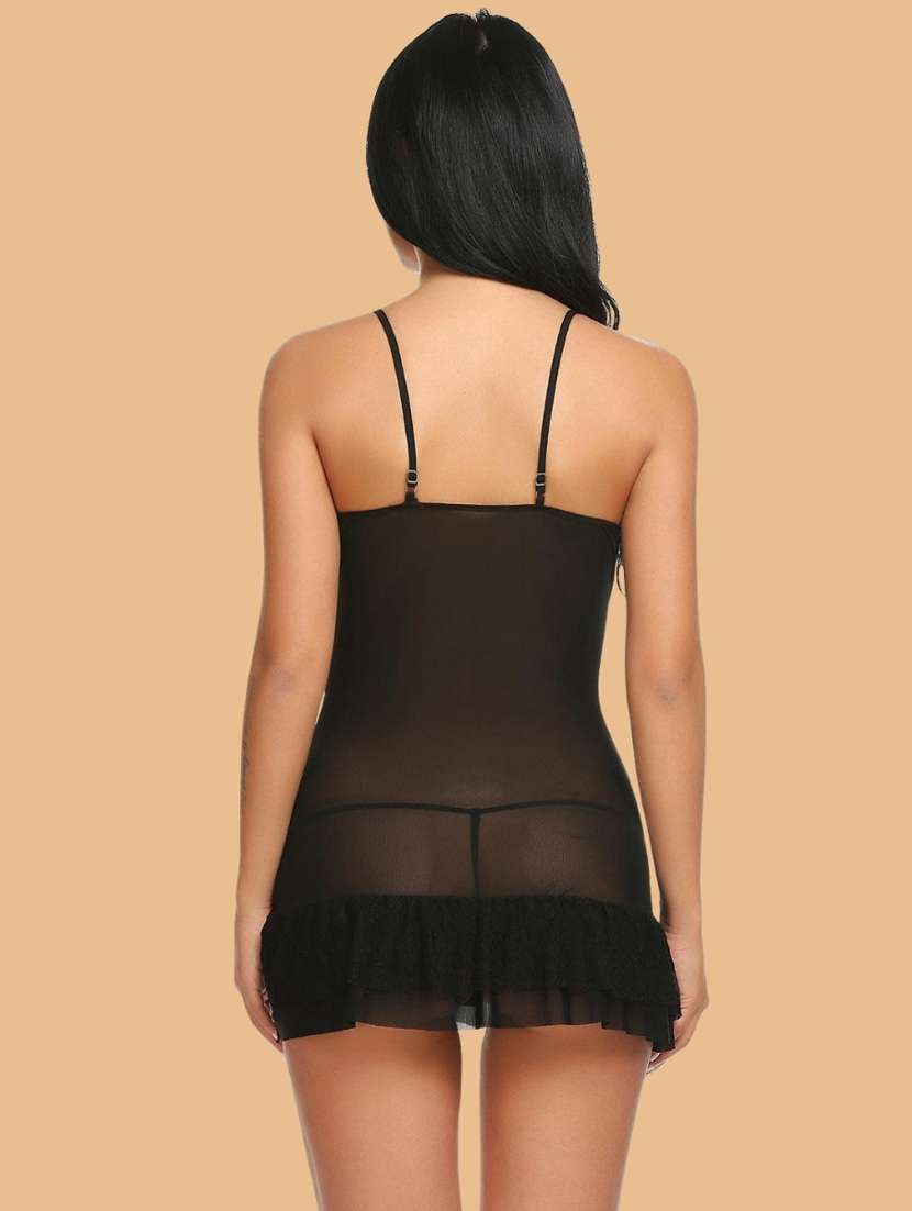 women self designed sleeveless lace babydoll - 22379839 -  Standard Image - 2