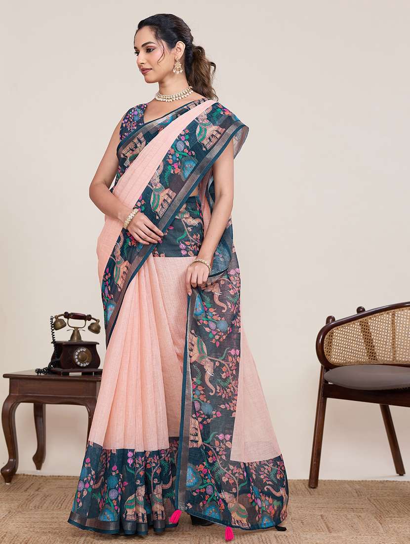 women printed casual wear saree with blouse - 22379862 -  Standard Image - 2