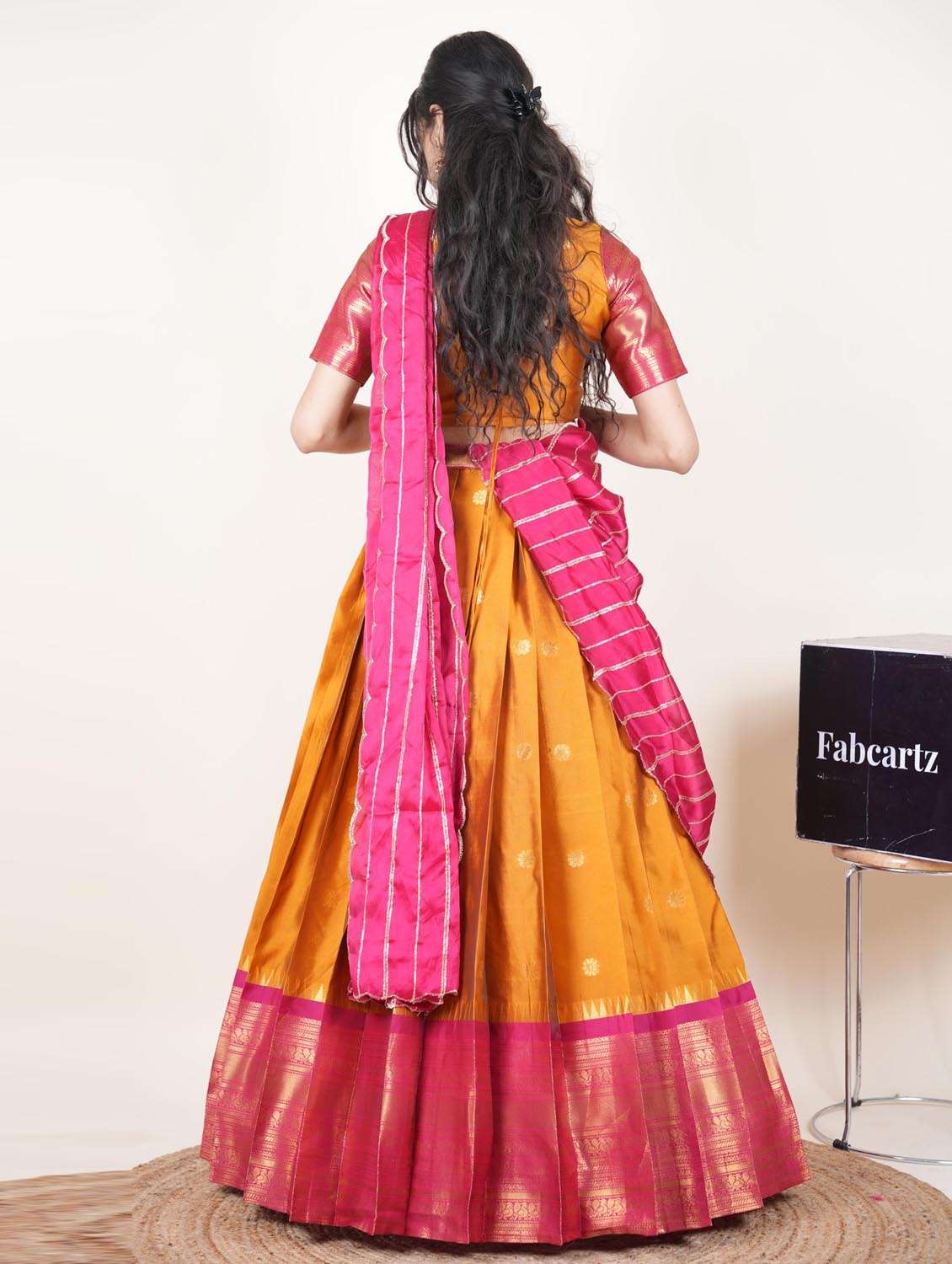 mustard silk flared lehenga - 22379896 -  Standard Image - 2