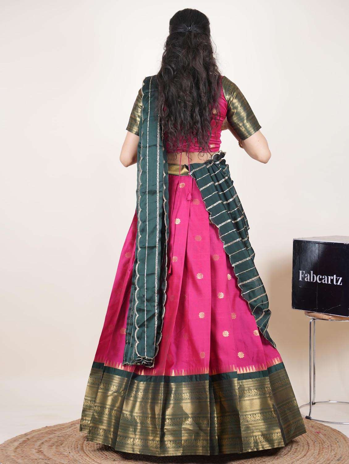 pink silk flared lehenga - 22379897 -  Standard Image - 2