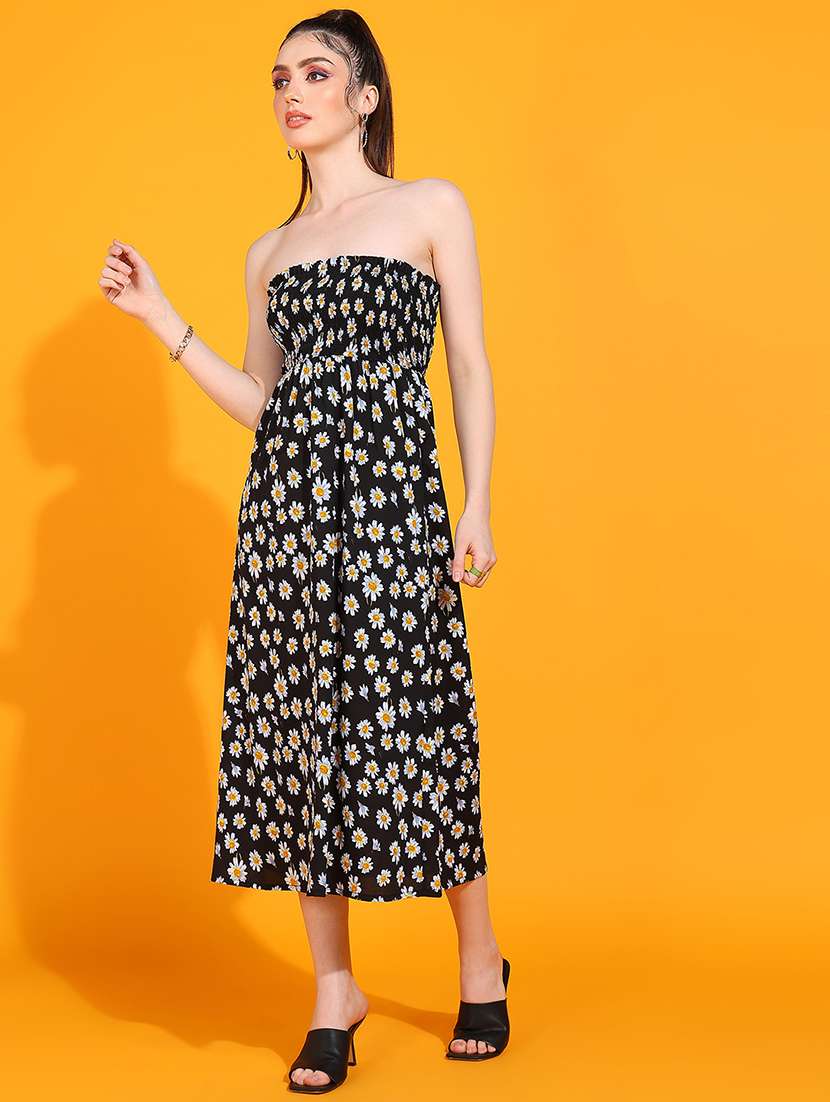 women floral print strapless tube a-line dress - 22379938 -  Standard Image - 2