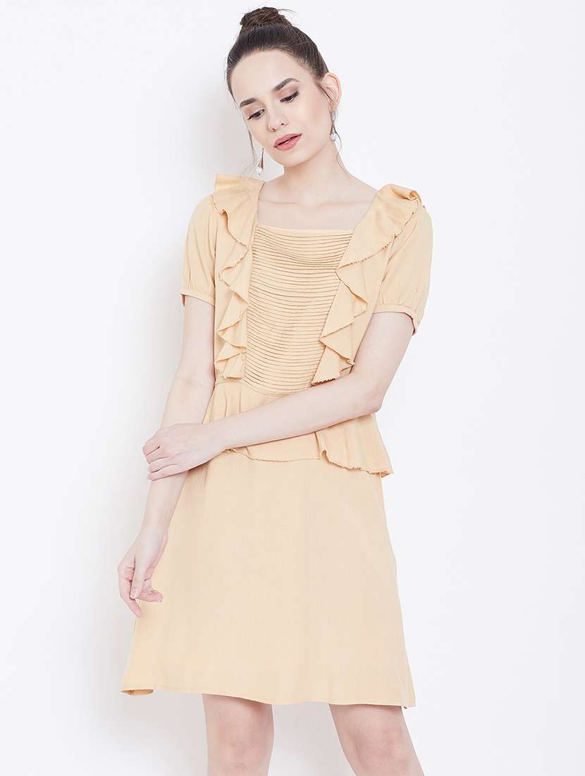 women solid short sleeve a-line dress