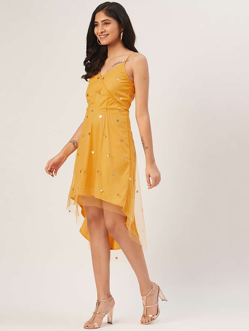 women self designed shoulder strap asymmetric dress - 22380022 -  Standard Image - 2