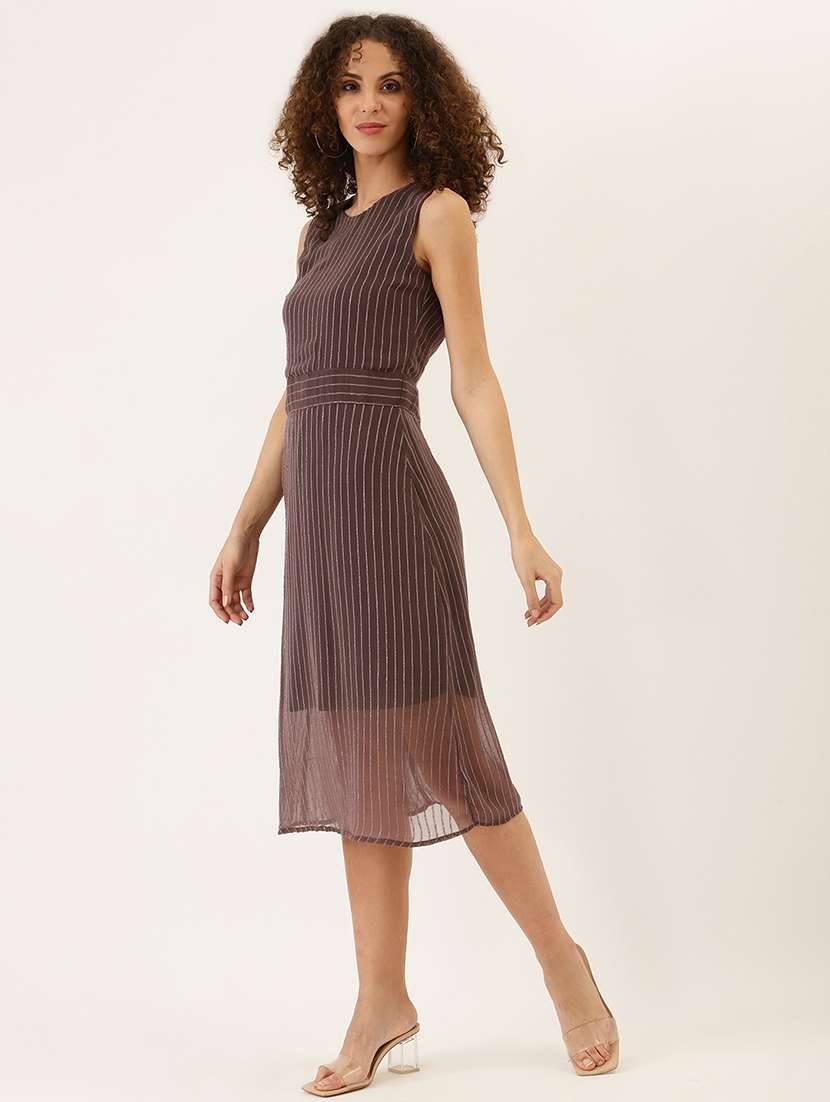 women striped sleeveless a-line dress - 22380024 -  Standard Image - 2
