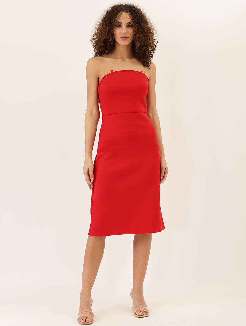 women solid sleeveless tube sheath dress - 22380025 -  Standard Image - 2