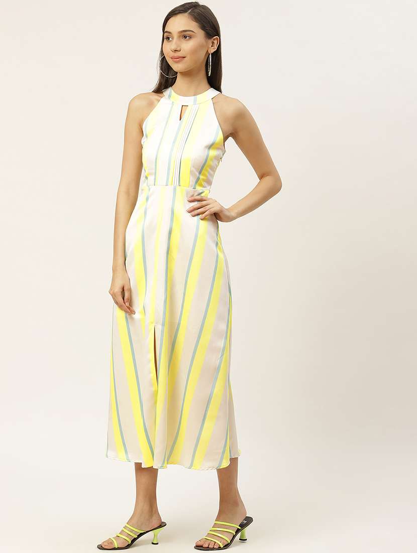 women striped halter neck a-line dress - 22380038 -  Standard Image - 2