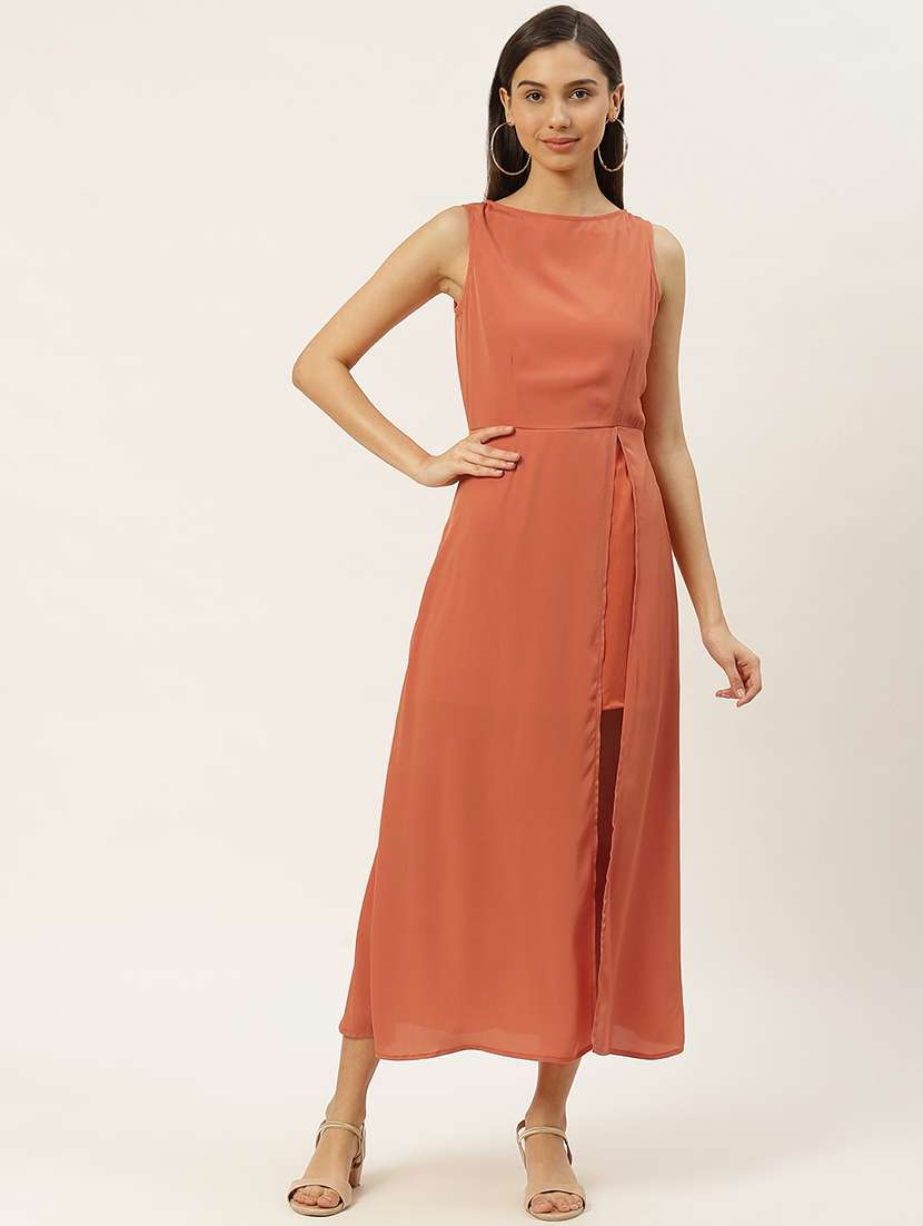 women solid sleeveless a-line dress - 22380040 -  Standard Image - 2