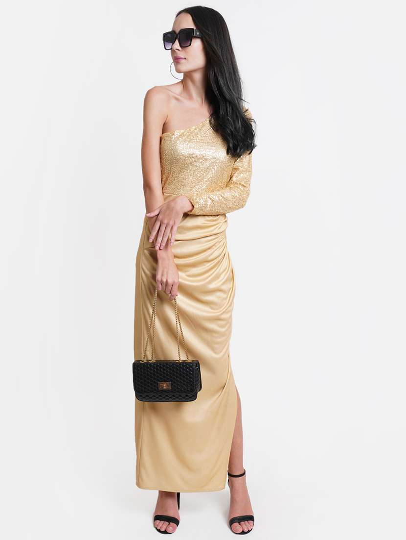 women sequined single shoulder bodycon dress