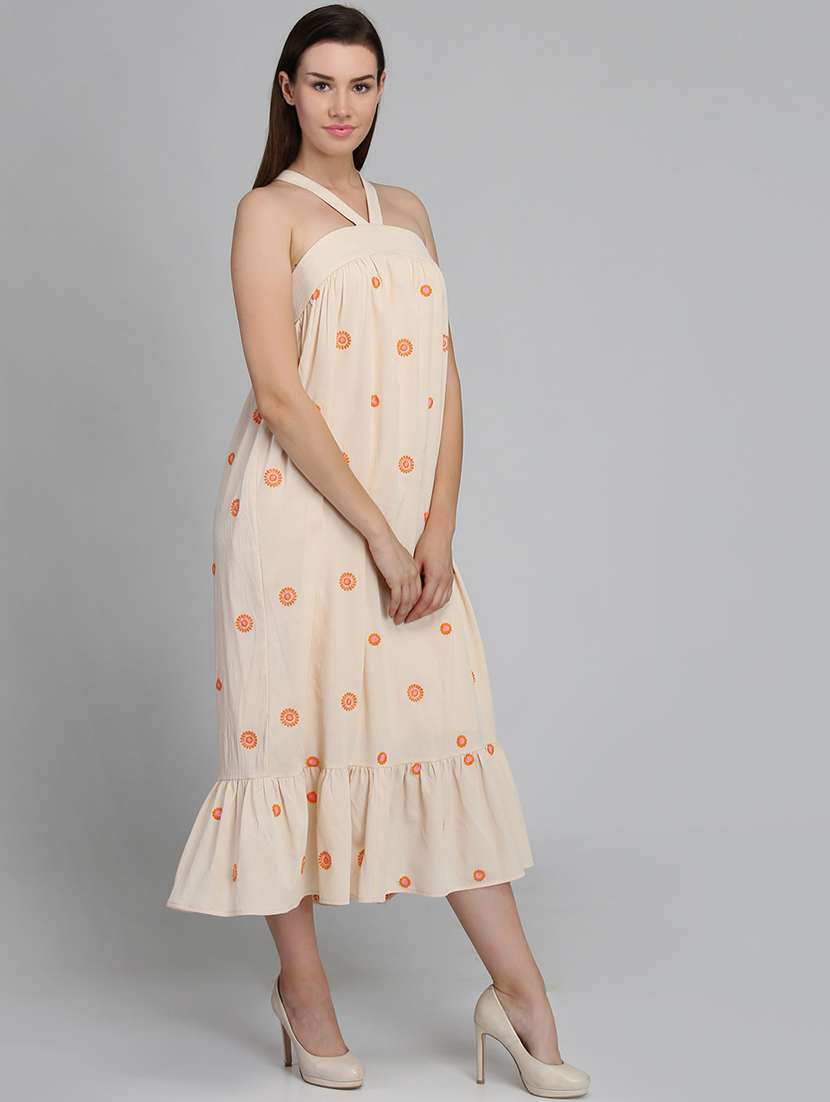 women printed shoulder strap tiered dress - 22380115 -  Standard Image - 2