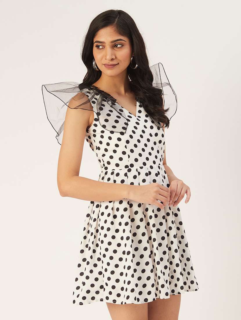 women polka doted sleeveless a-line dress - 22380130 -  Standard Image - 2