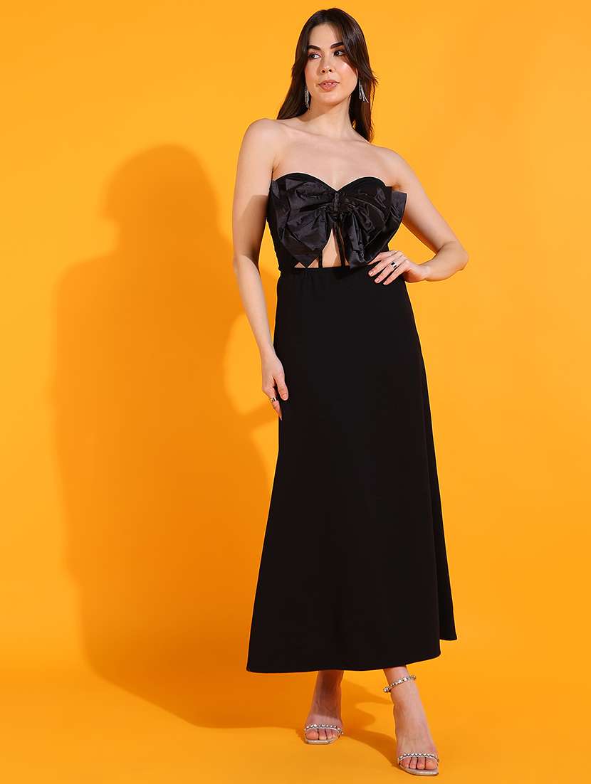 women solid sleeveless tube a-line dress