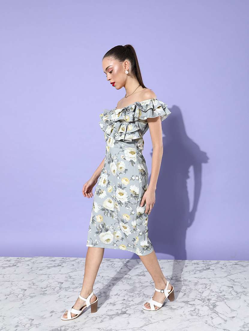 women floral print off shoulder bodyocn dress