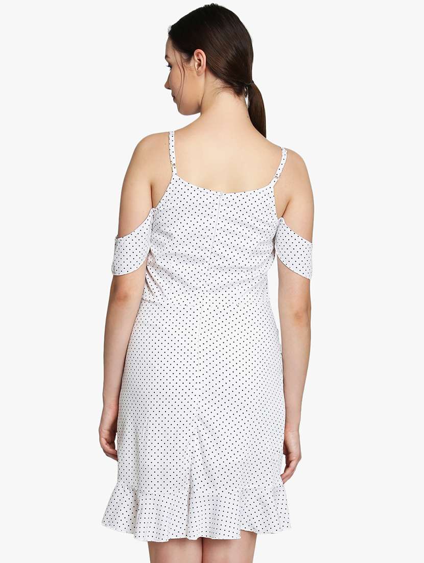 women polka doted shoulder strap ruffle dress - 22380332 -  Standard Image - 2