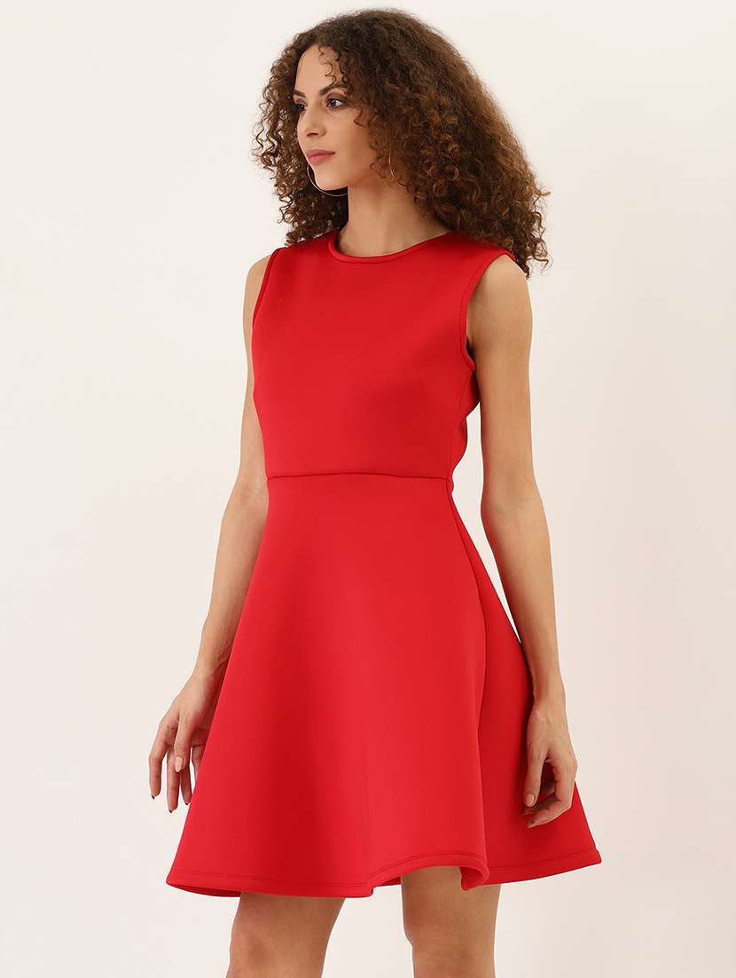 women solid sleeveless a-line dress - 22380424 -  Standard Image - 2