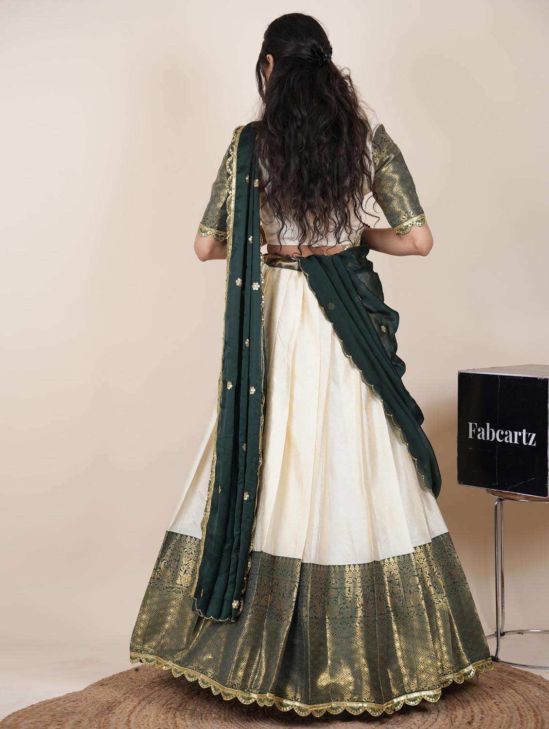 white silk flared lehenga - 22380561 -  Standard Image - 2