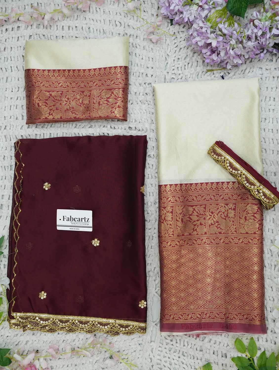 cream silk flared lehenga