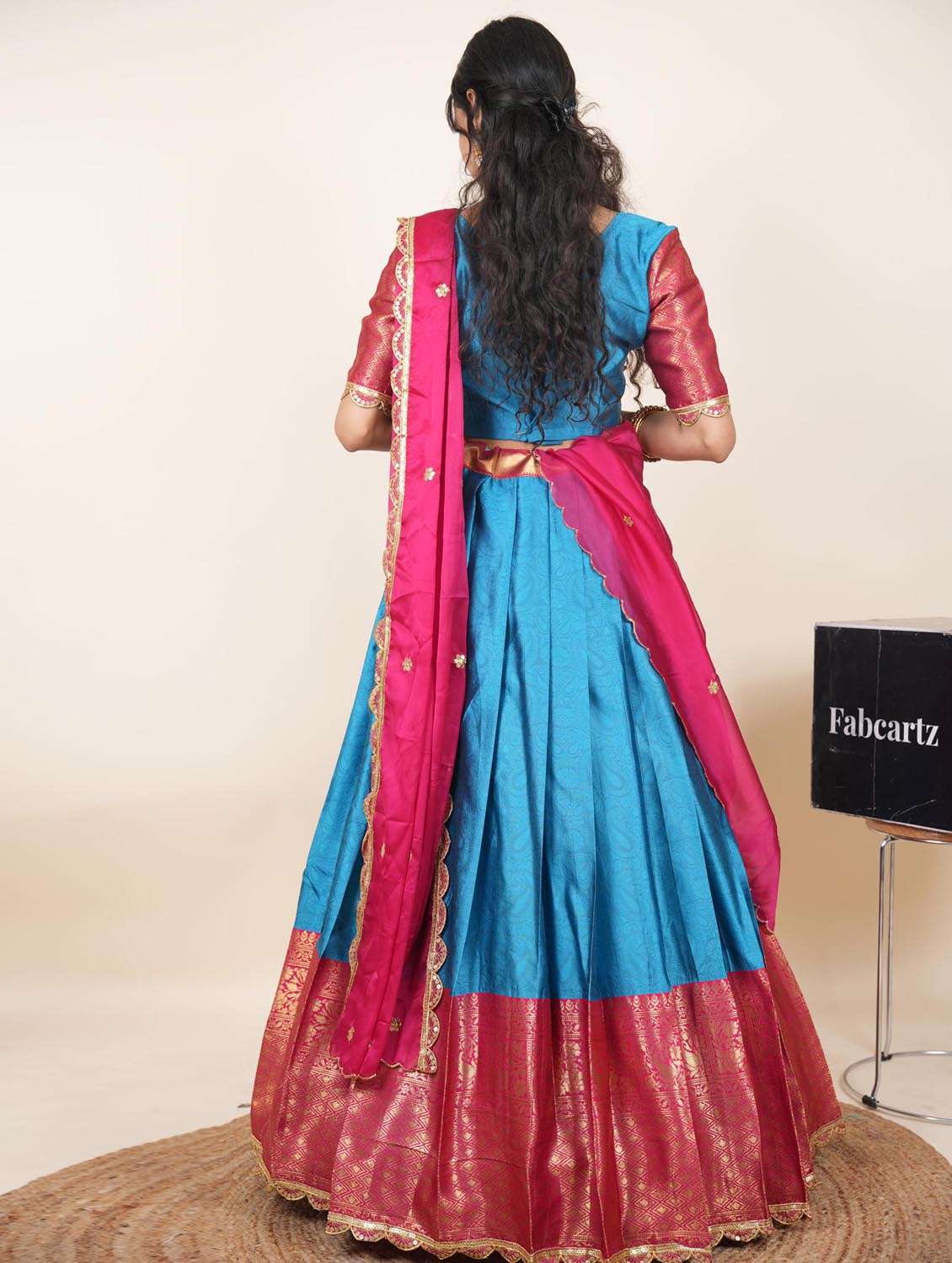 blue silk flared lehenga - 22380563 -  Standard Image - 2