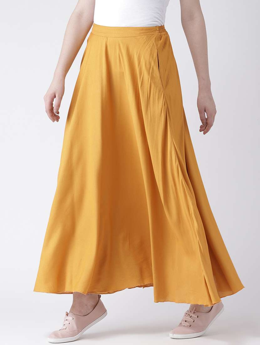 women solid high rise flared skirt - 22380570 -  Standard Image - 2