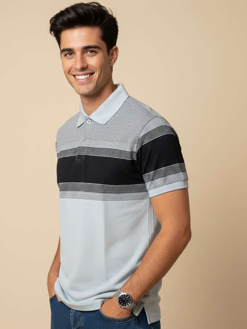 men striped short sleeve regular fit polo t-shirt - 22380662 -  Standard Image - 2
