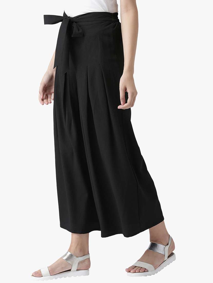 women solid high rise wide leg trouser - 22380696 -  Standard Image - 2