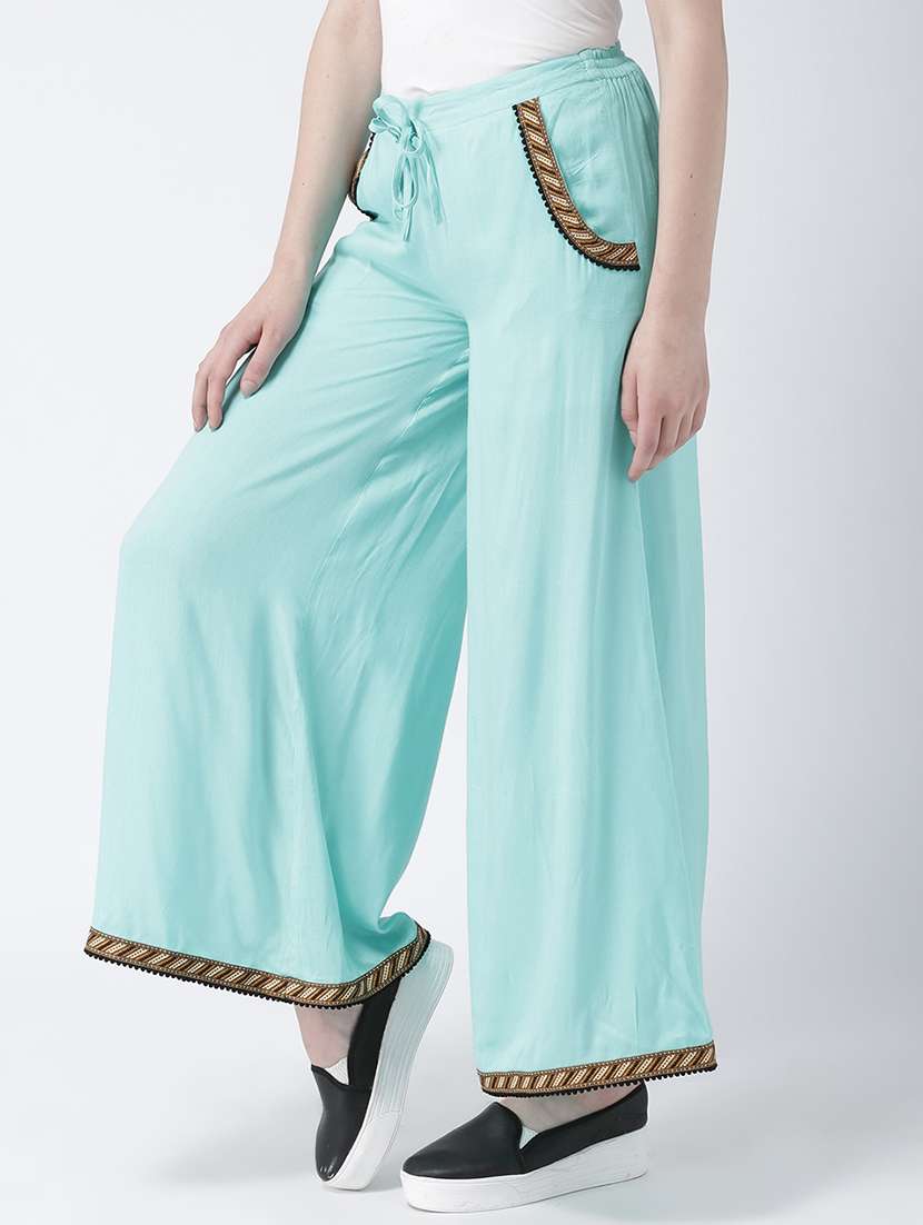 women solid mid rise flared palazzo - 22380708 -  Standard Image - 2