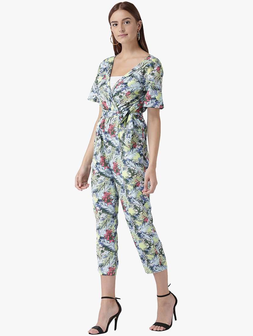 Women Floral Print Short Sleeve Jumpsuit - 22380746 -  Standard Image - 2